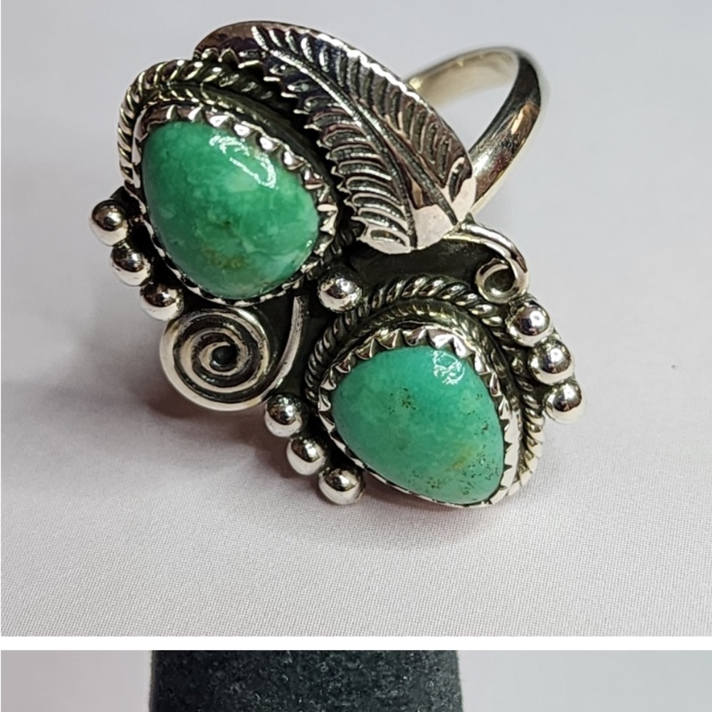 Double Turquoise and Sterling Ring